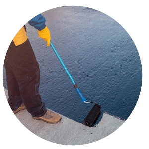 Commercial roofer coating roof