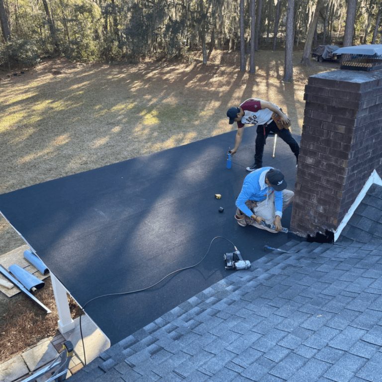 Roof medics crew working