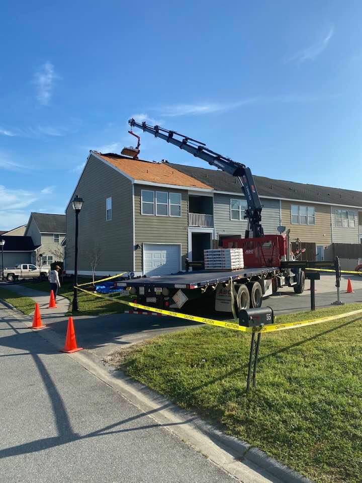 Material drop for new roof