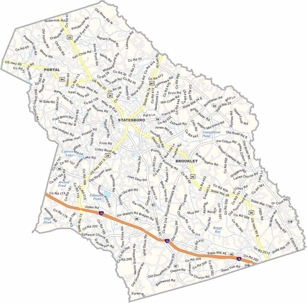 Bulloch County GA map